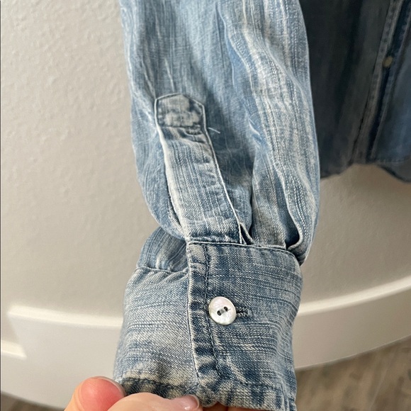 Embroidered Denim Button Down Shirt - Picture 3 of 7